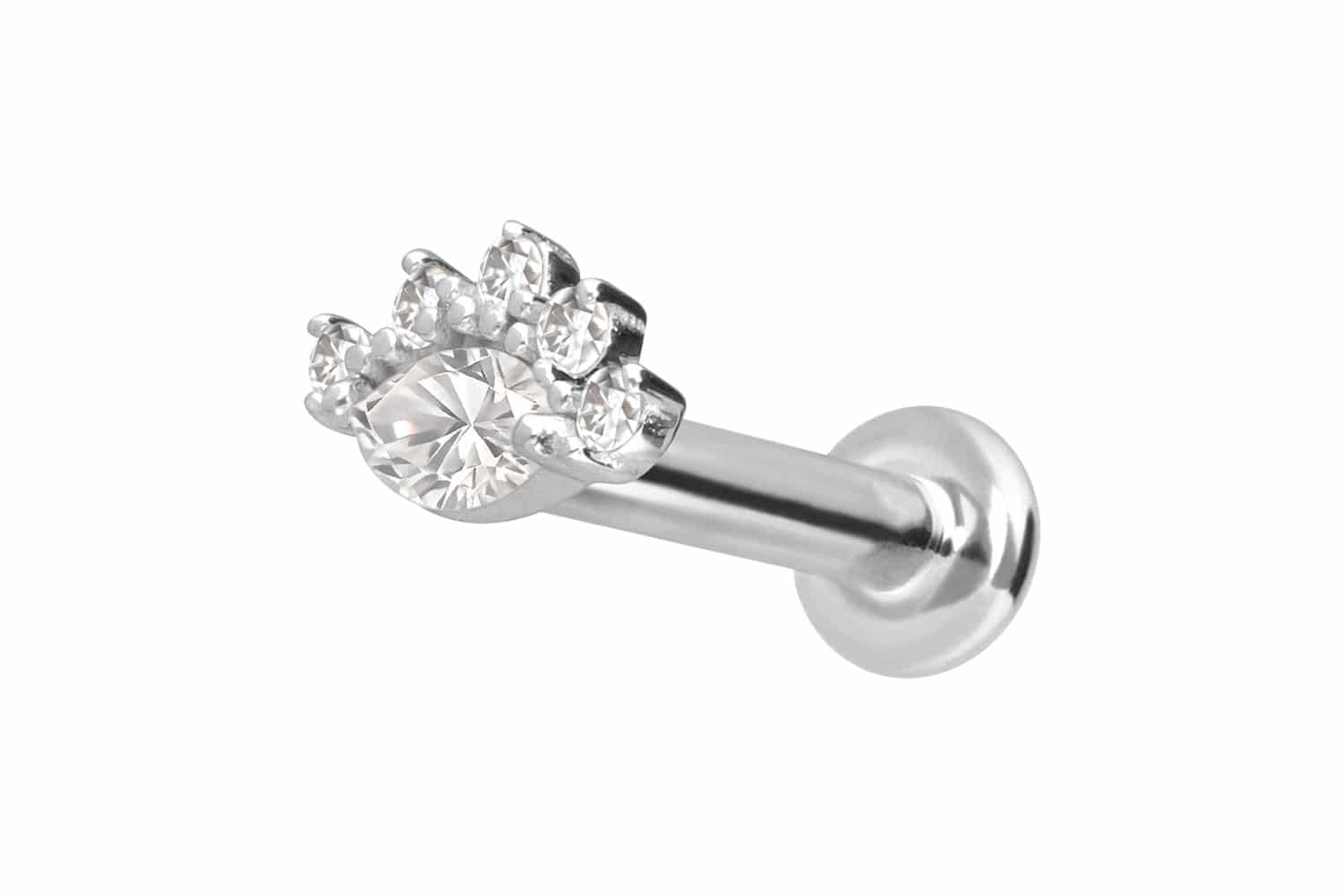14 Karat Gold Labret Piercing mit Push Fit MOISSANITE-AUGE